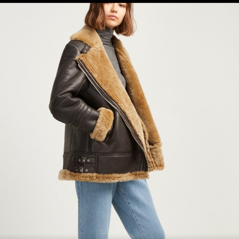 FRENCH CONNECTION NIGHT TOSCANA SHEARLING JACKET
